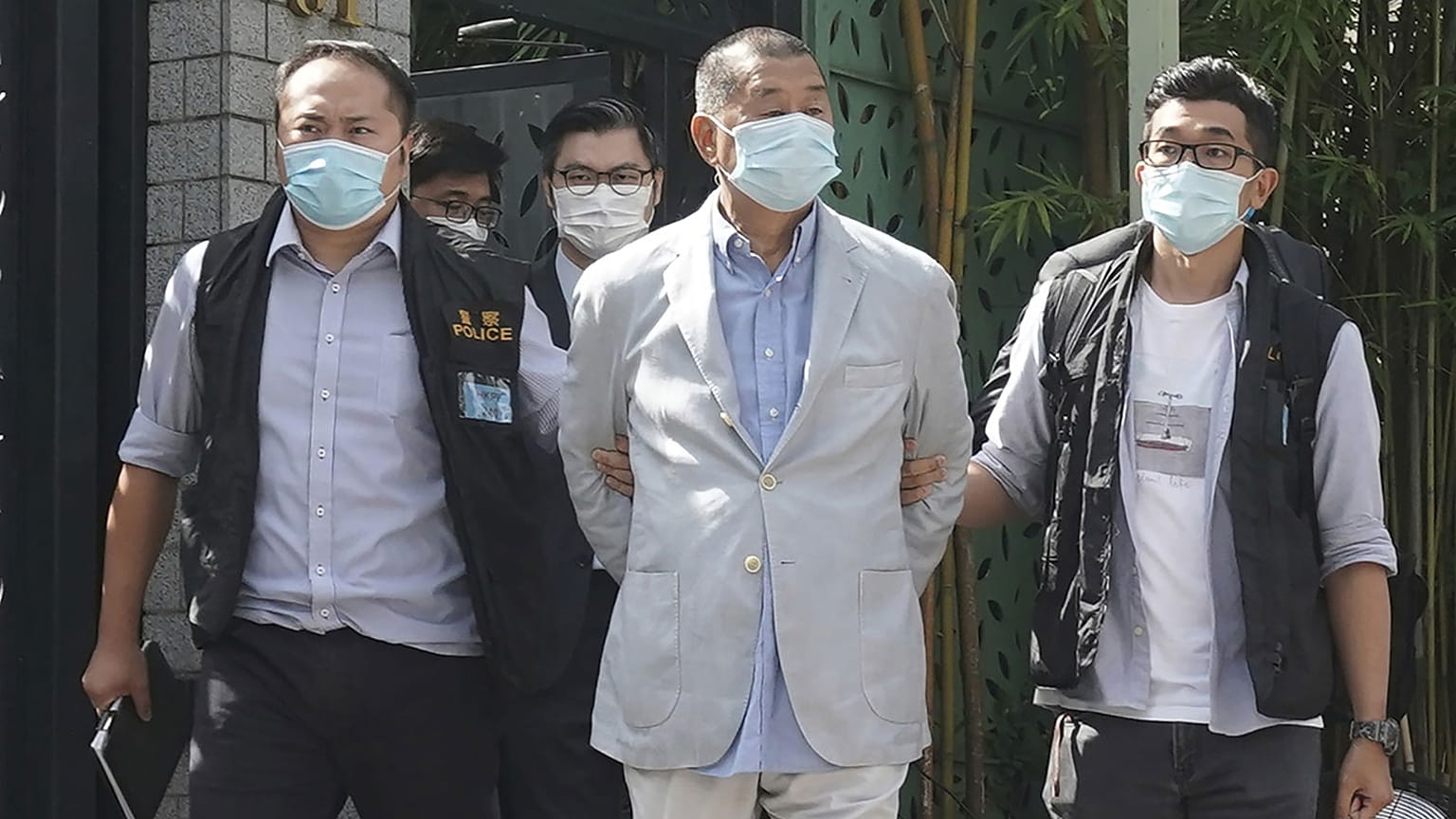 Jimmy Lai, lors de son arrestation, le 10 août 2020 à Hong Kong