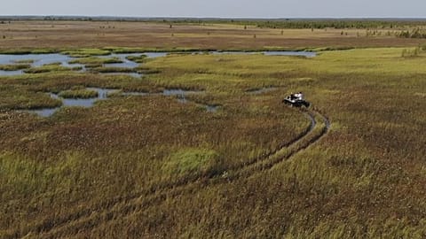 Dried-up lakes are one of the most visible signs that the permafrost is breaking-up in western Siberia