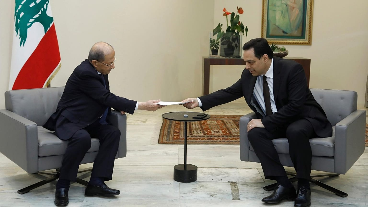 President Michel Aoun and Prime Minister Hassan Diab