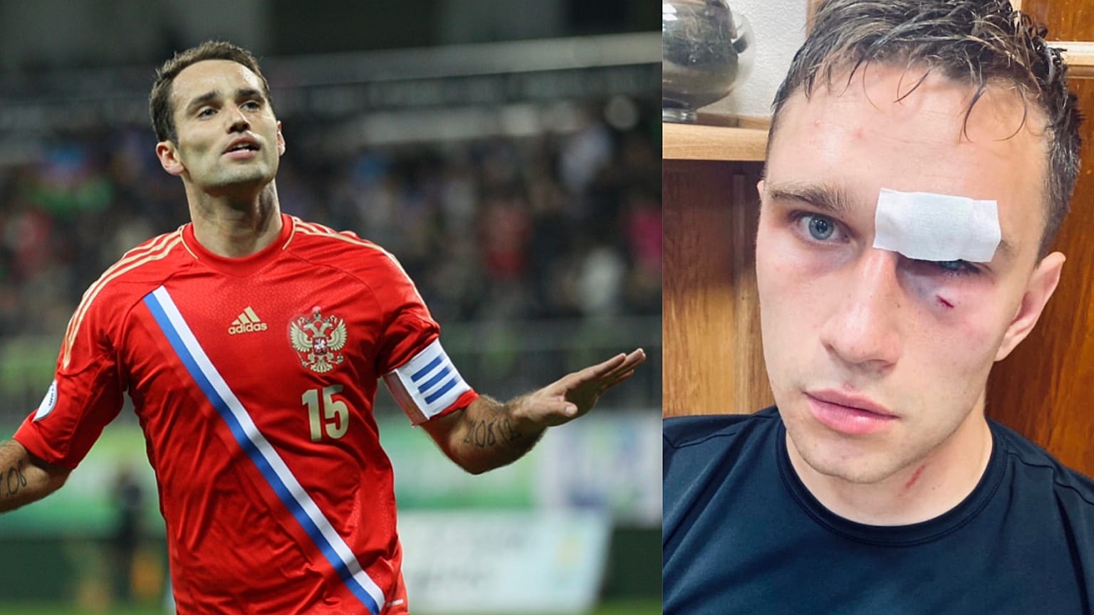 Roman Sirokov (balra) és a megvert bíró