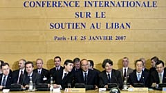 Lebanese Prime Minister Fuad Saniora, Governor of the Lebanese central bank Riad Salame, French Foreign Minister Philippe Douste-Blazy, French President Jacques Chirac, French