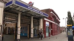 Entrance of the tube station in South Kensington neighborhood