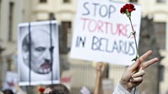 Demonstration in support of Belarusian demonstrators facing a brutal crackdown from the government of President Alexander Lukashenko