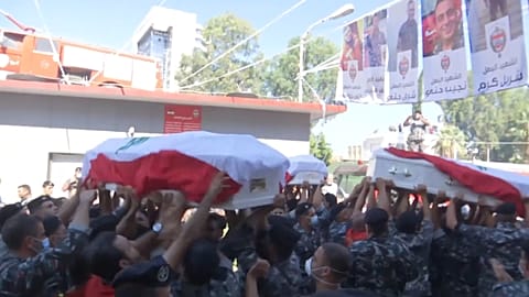 Beirut-Explosion: Bewegende Gedenkfeier für Feuerwehrleute