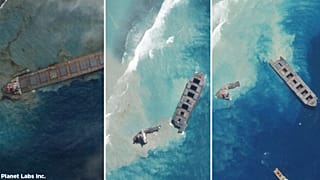 Secuencia del vertido y la ruptura del casco del MV Wakashio