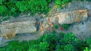 Indios no contactados vistos desde un avión de investigación del gobierno brasileño sobre el Amazonas en el estado de Acre, cerca de la frontera con Perú, mayo de 2008.