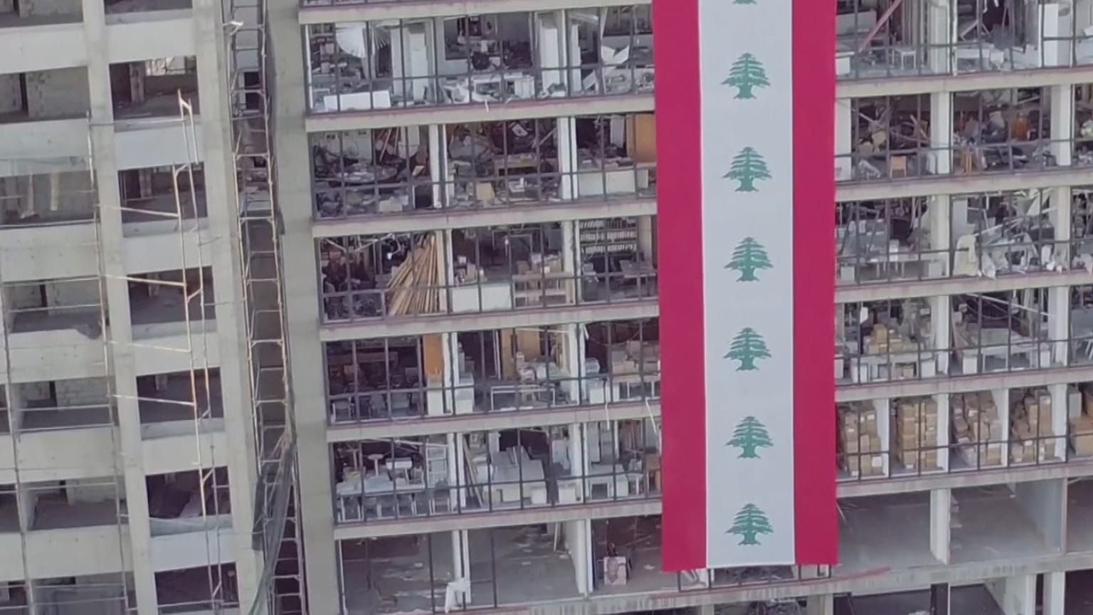 Drone footage of Lebanon' explosion aftermath
