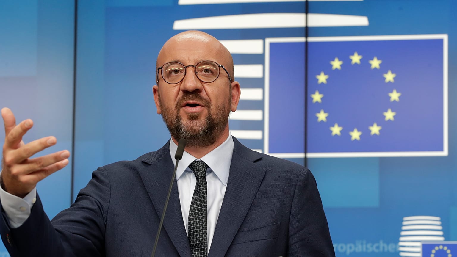 EU-Ratspräsident Charles Michel nach dem Treffen. 