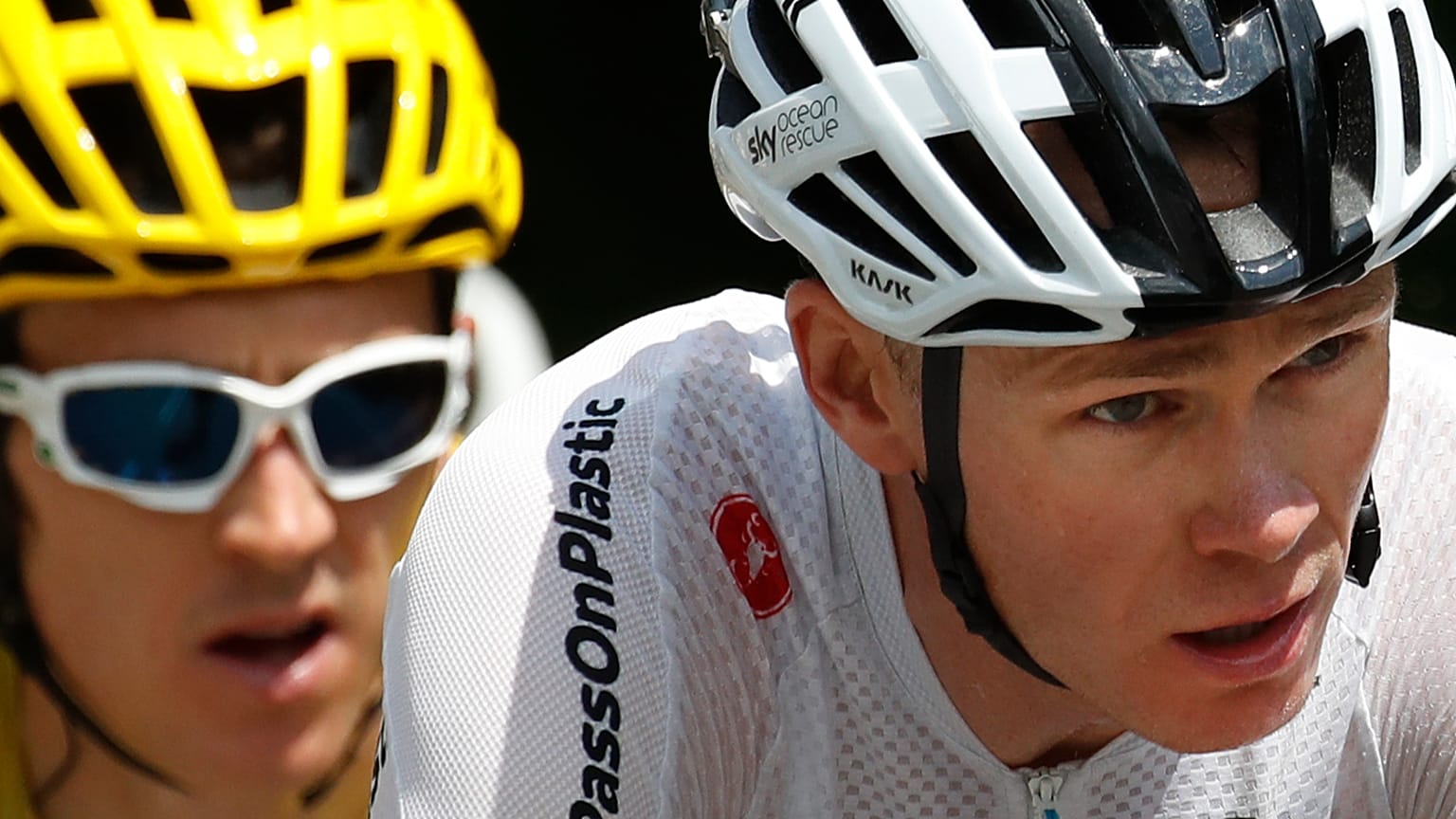 Chris Froome, à droite, et le Britannique Geraint Thomas lors de la 17ème étape du Tour de France 2018