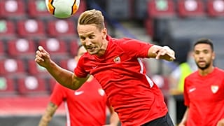 Sevillas Luuk de Jong beim Training am Donnerstag in Köln