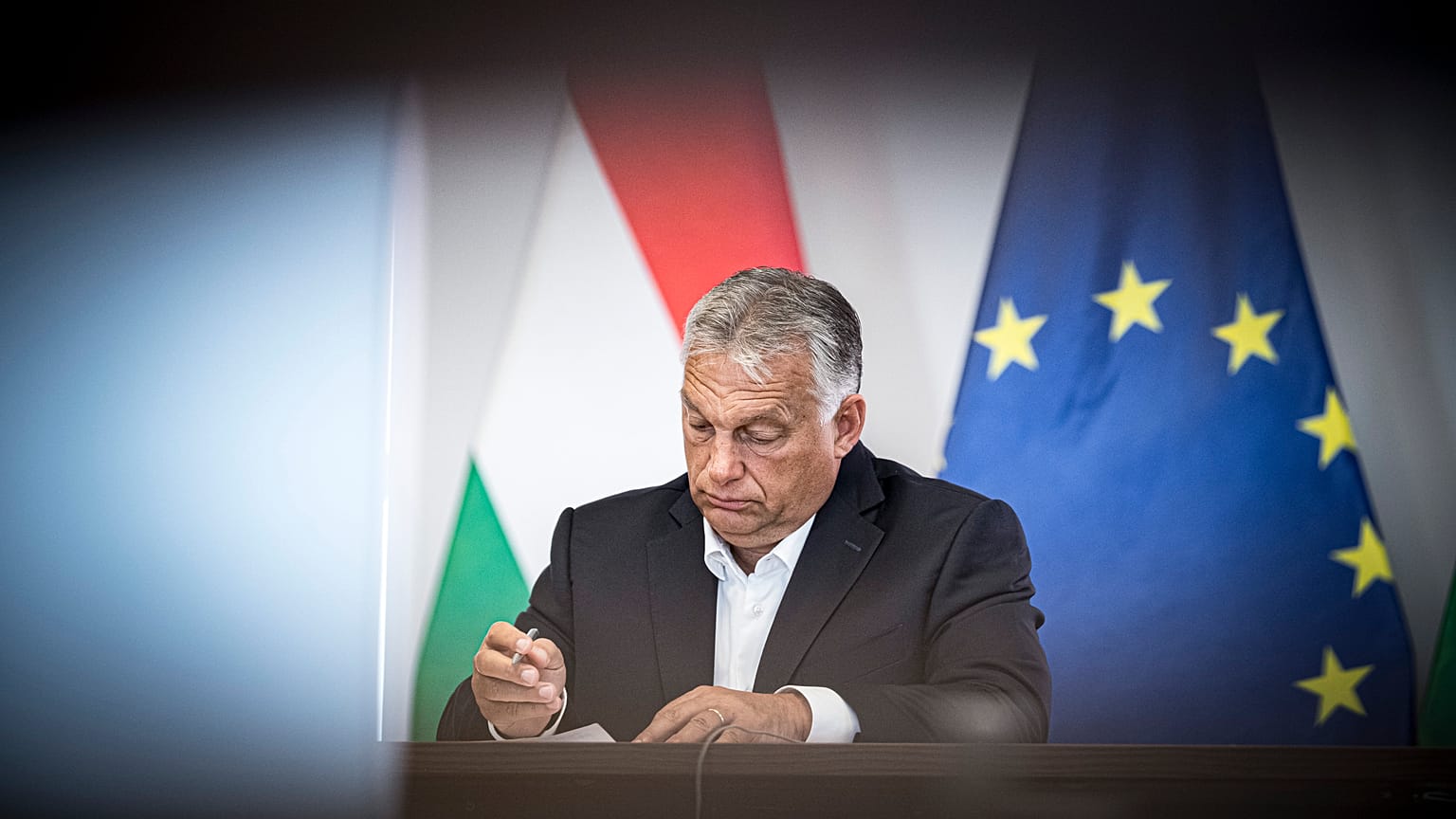 Orbán Viktor kormányfő a visegrádi országok miniszterelnökeinek videokonferenciáján