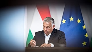 Orbán Viktor kormányfő a visegrádi országok miniszterelnökeinek videokonferenciáján