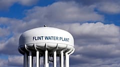 The Flint Water Plant water tower is seen in Flint, Mich. Michigan