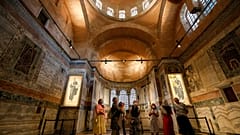People visit St Saviour in Chora church, known as Kariye in Turkish, in Istanbul.
