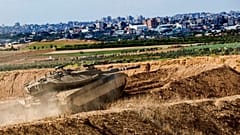 تانک اسرائیلی در مرز نوار غزه