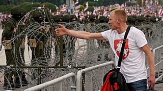 Manifestant à Minsk (Bélarus), le 23/08/2020
