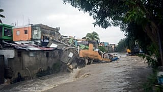 Vivienda derrumbada tras el paso de la tormenta tropical por República Dominicana