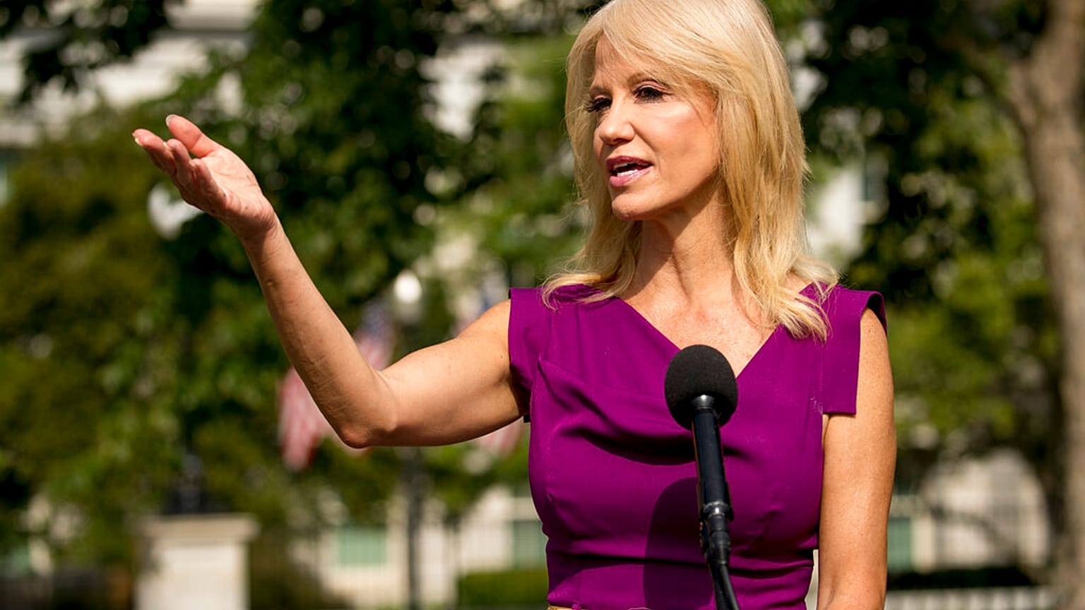 Kellyanne Conway am 6. August bei einer Pressekonferenz
