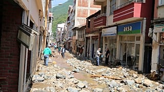 Flash floods in Turkey washed away roads and buildings over the weekend. 