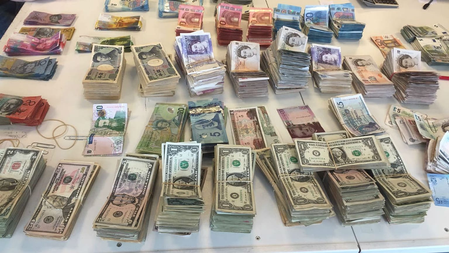 Currency from many nations is accounted