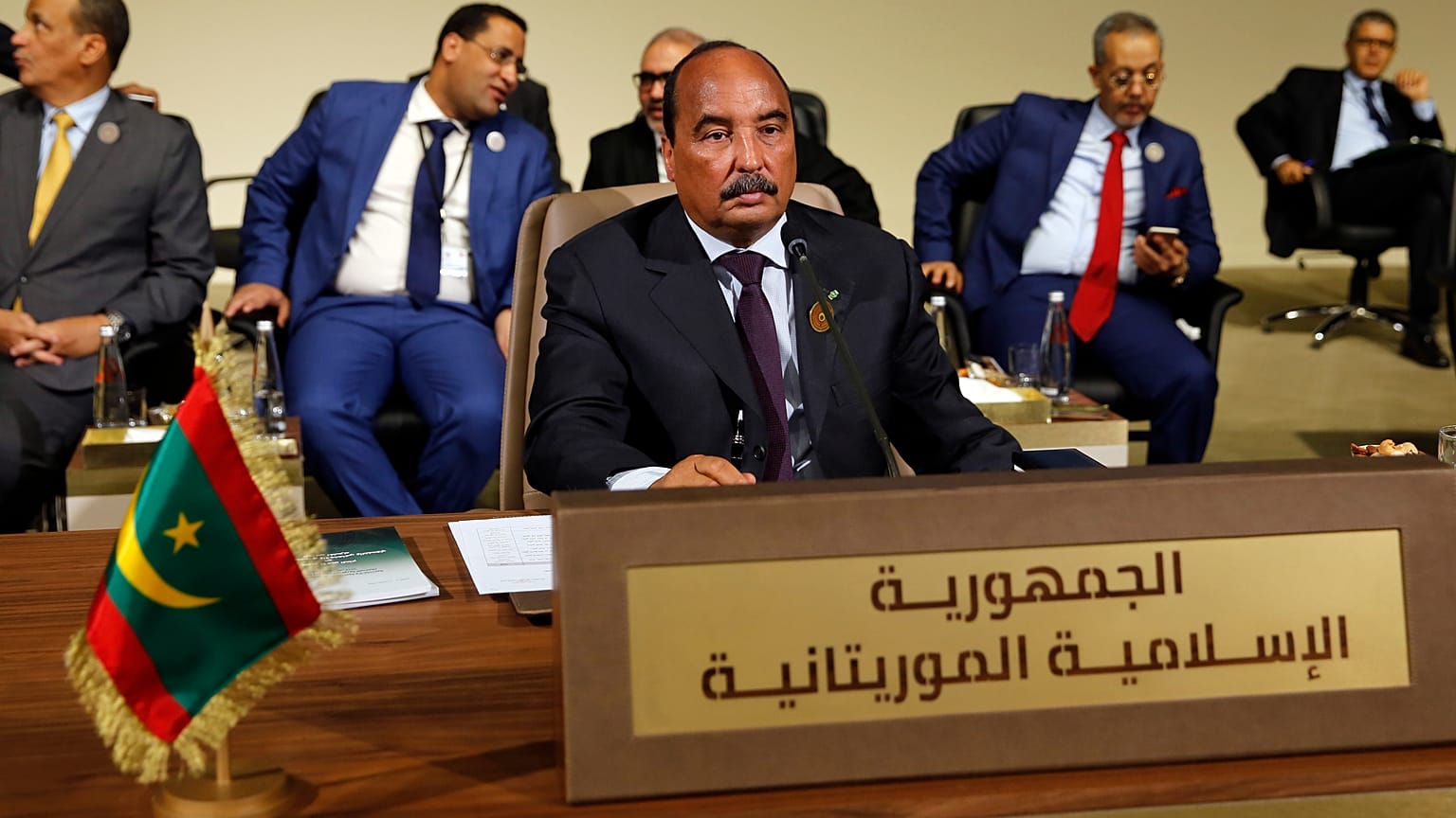 20 يناير 2019، صورة أرشيفية، الرئيس الموريتاني محمد ولد عبد العزيز (وسط) يحضر القمة العربية التنموية الاقتصادية والاجتماعية في بيروت، لبنان