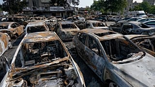 Vehicles were burned as protesters in Wisconsin clashed with police after a Black man was shot by officers multiple times. 