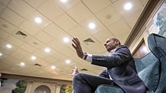 UEFA President Aleksander Ceferin during an interview with The Associated Press in Lisbon, Portugal, Sunday, Aug. 23, 2020.