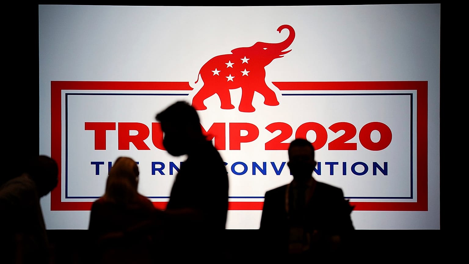 The room is set and delegates begin to arrive for the first day of the Republican National Convention