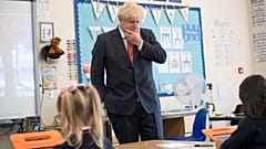 Britain's Prime Minister Boris Johnson visits The Discovery School in West Malling, England, Monday July 20, 2020
