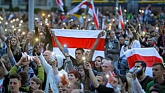 Una manifestazione in piazza Indipendenza a Minsk, 25 agosto 2020