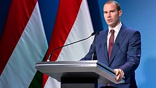 Hollik István a Kormányinfó sajtótájékoztatón a 2019. november 14-én
