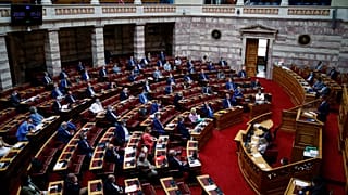 Άποψη από την αίθουσα της ολομέλειας του ελληνικού κοινοβουλίου