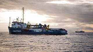 A Sea-Watch rescue ship off the coast of Malta, Tuesday, Jan. 8, 2018