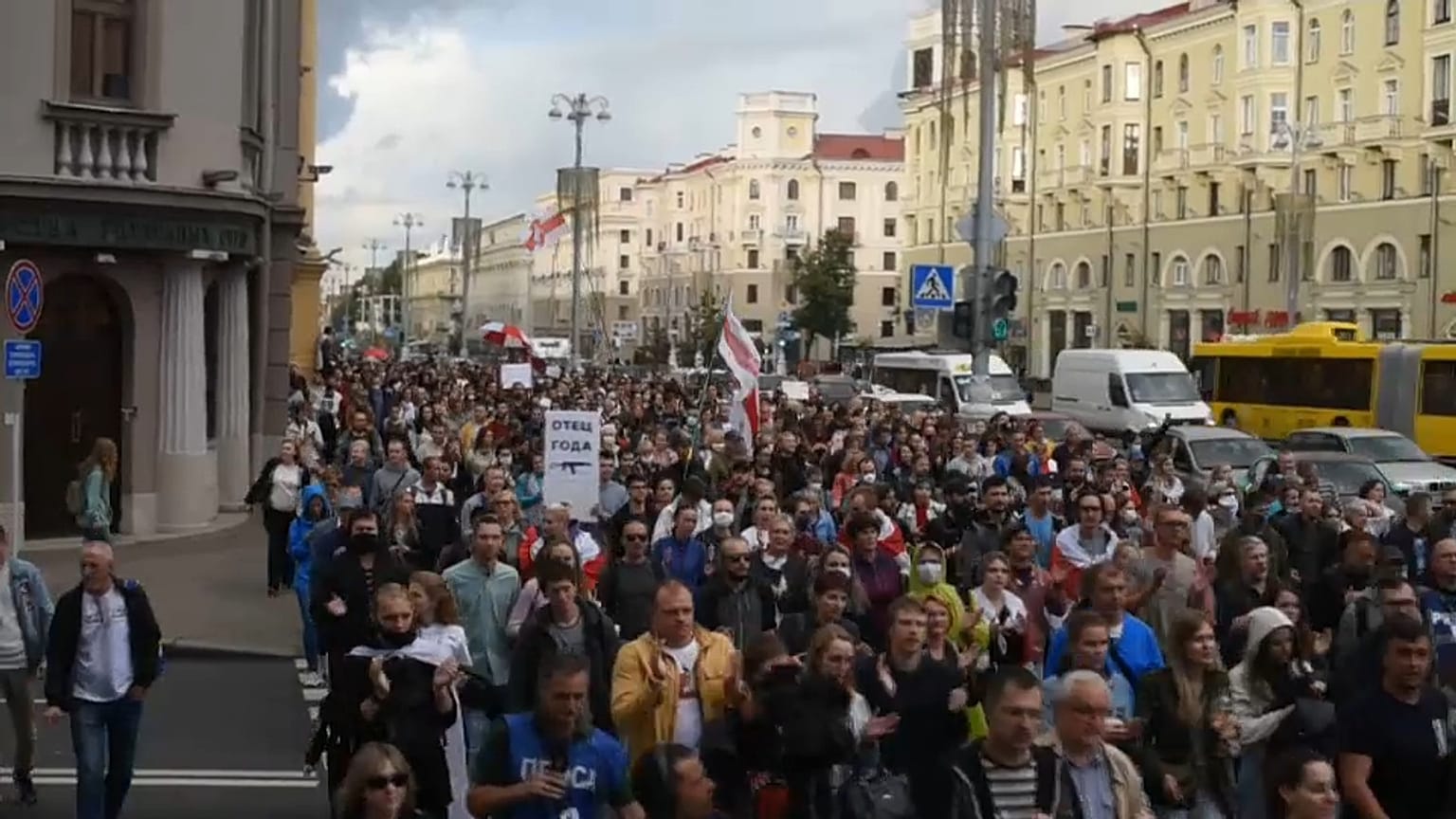 Manifestación en Minsk el miércoles 27 de agosto