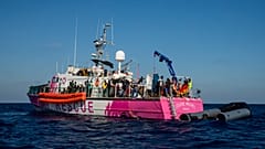 The Louise Michel rescue vessel in the Central Mediterranean sea, Saturday, Aug. 29, 2020.