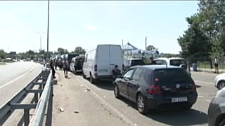 Álló kocsisor az ukrán-magyar határon