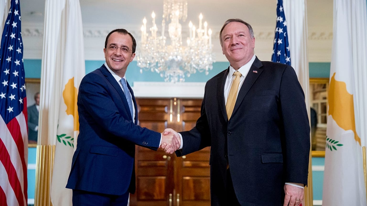Nikos Christodulides, Mike Pompeo