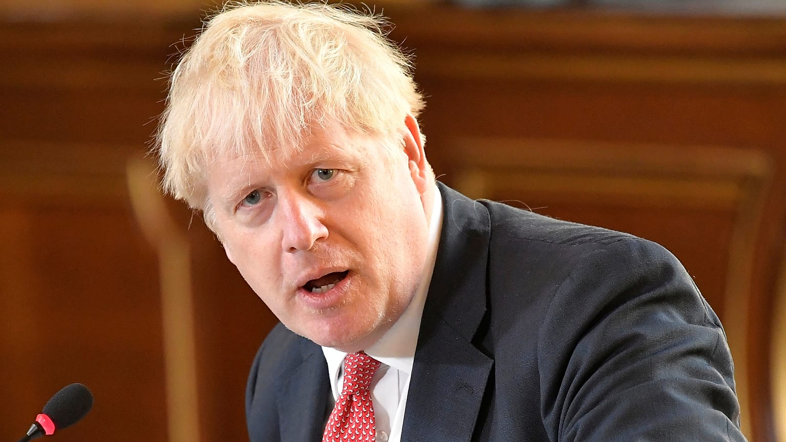 Britain's Prime Minister Boris Johnson speaks during a Cabinet meeting of senior government ministers.