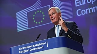 European Union chief Brexit negotiator Michel Barnier speaks during a media conference after Brexit trade talks between the EU and the UK, in Brussels, Friday, Aug. 21, 2020.
