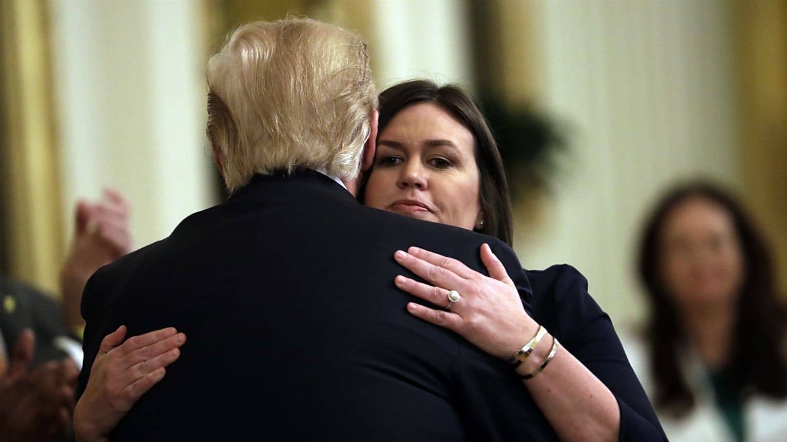 White House former press secretary Sarah Sanders and President Donald Trump 