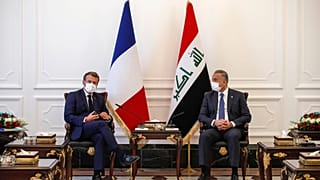 امانوئل ماکرون و مصطفی کاظمی در بغداد