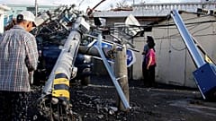 Dégâts occasionnés dans la ville portuaire d'Ulan en Corée du Sud par le passage du typhon Maysak, le 3 septembre 2020 