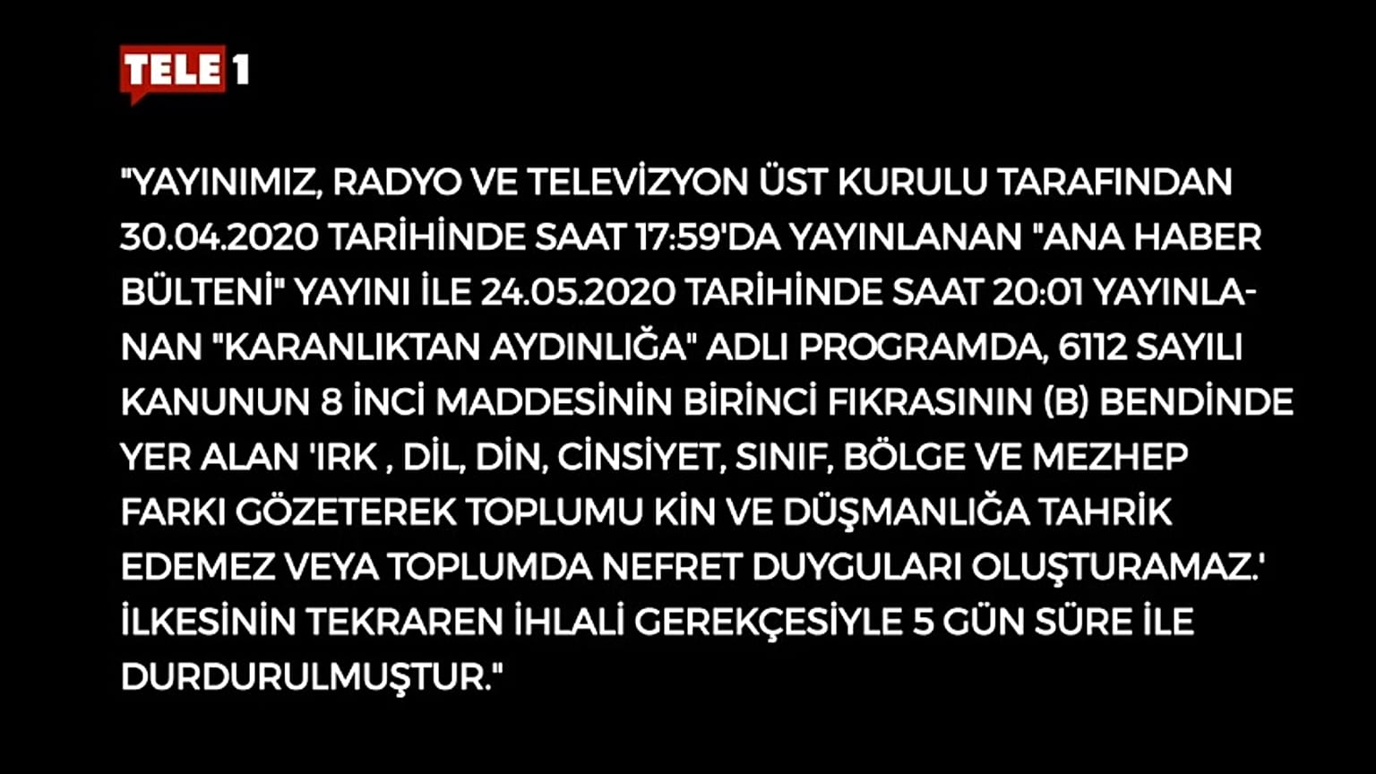 TELE 1 Ekranı