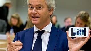 Populist anti-Islam lawmaker Geert Wilders at his hate-speech trial in March 2016. 