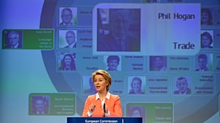 A year ago: European Commission President Ursula von der Leyen announces Ireland's Phil Hogan as candidate for EU Trade Commissioner in Brussels,  Sept. 10, 2019.