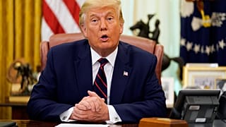 President Donald Trump speaks before participating in a signing ceremony with Serbian President Vucic and Kosovar Prime Minister Hoti in the Oval Office. Sept. 4, 2020.