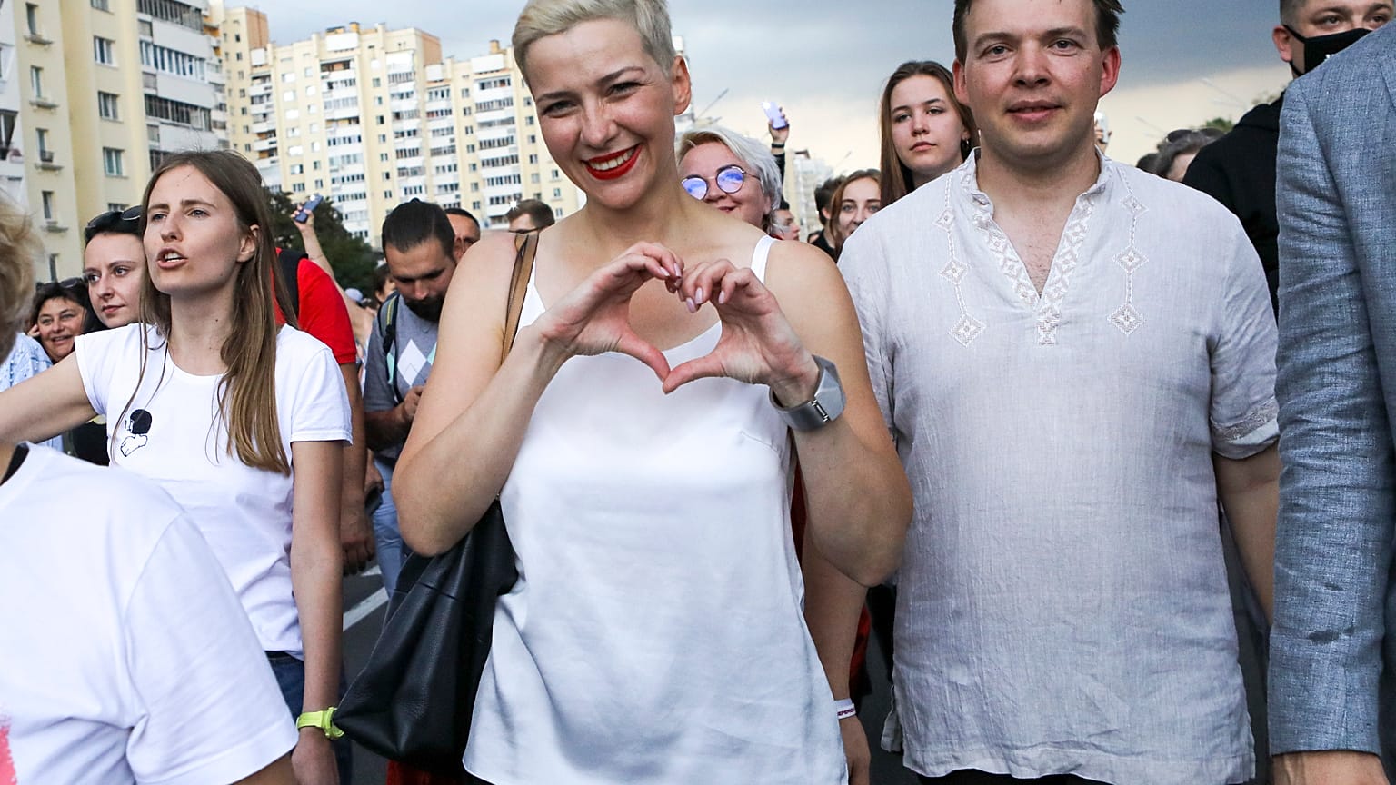 Maria Kolesnikova durante una manifestazione a Minsk il 30 agosto scorso