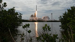In this photo provided by NASA, the SpaceX Falcon 9 rocket launches from pad 39A at NASA's Kennedy Space Center in Cape Canaveral, Florida.