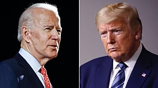 Joe Biden (b) és Donald Trump (j)