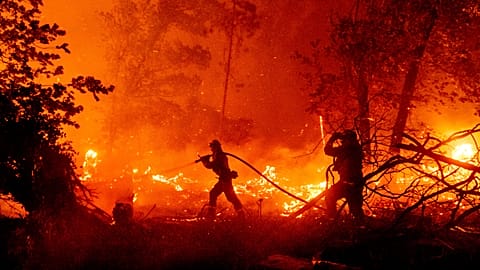 Feuerwehrmänner bei der Brandbekämpfung